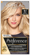 Loreal Preference Farba do włosów - 9.1 Oslo Bardzo Jasny Popielaty Blond (2x60ml + 54ml)