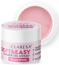 CLARESA Builder Gel UV/LED SOFT&EASY Żel budujący Glam Pink 45g