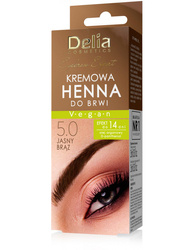 Delia Cosmetics Eyebrow Expert Kremowa henna do brwi - 5.0 Jasny brąz (miseczka+pędzelek+aktywator 15ml+krem 15ml)