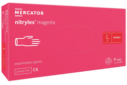 Mercator Nitrylex Magenta Rękawiczki nitrylowe bezpudrowe - rozm. L 100 sztuk