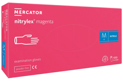 Mercator Nitrylex Magenta Rękawiczki nitrylowe bezpudrowe - rozm. M 100 sztuk