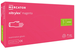 Mercator Nitrylex Magenta Rękawiczki nitrylowe bezpudrowe - rozm. S 100 sztuk