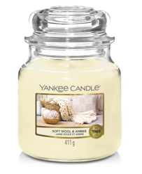 Yankee Candle Świeca zapachowa Słoik średni Soft Wool & Amber 411g